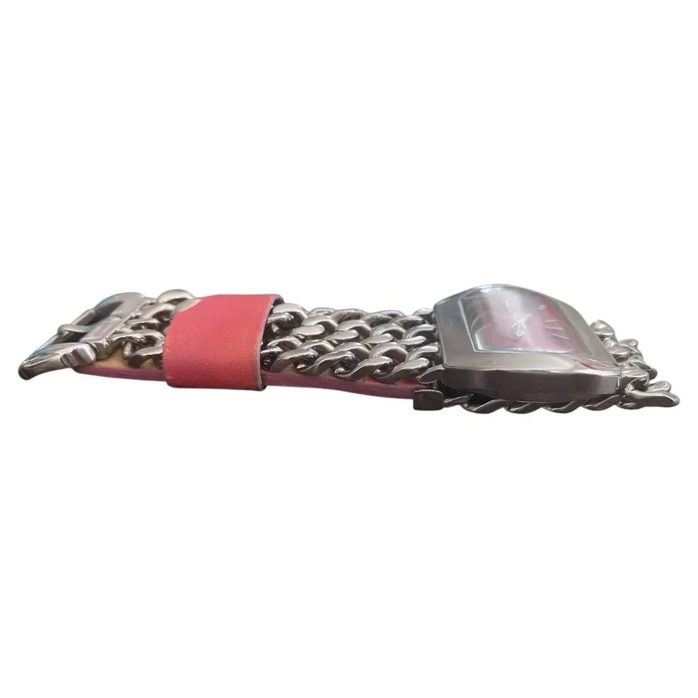 Women’s Kenneth Cole Reaction Watch Pink Dial New Battery Chain Link Band